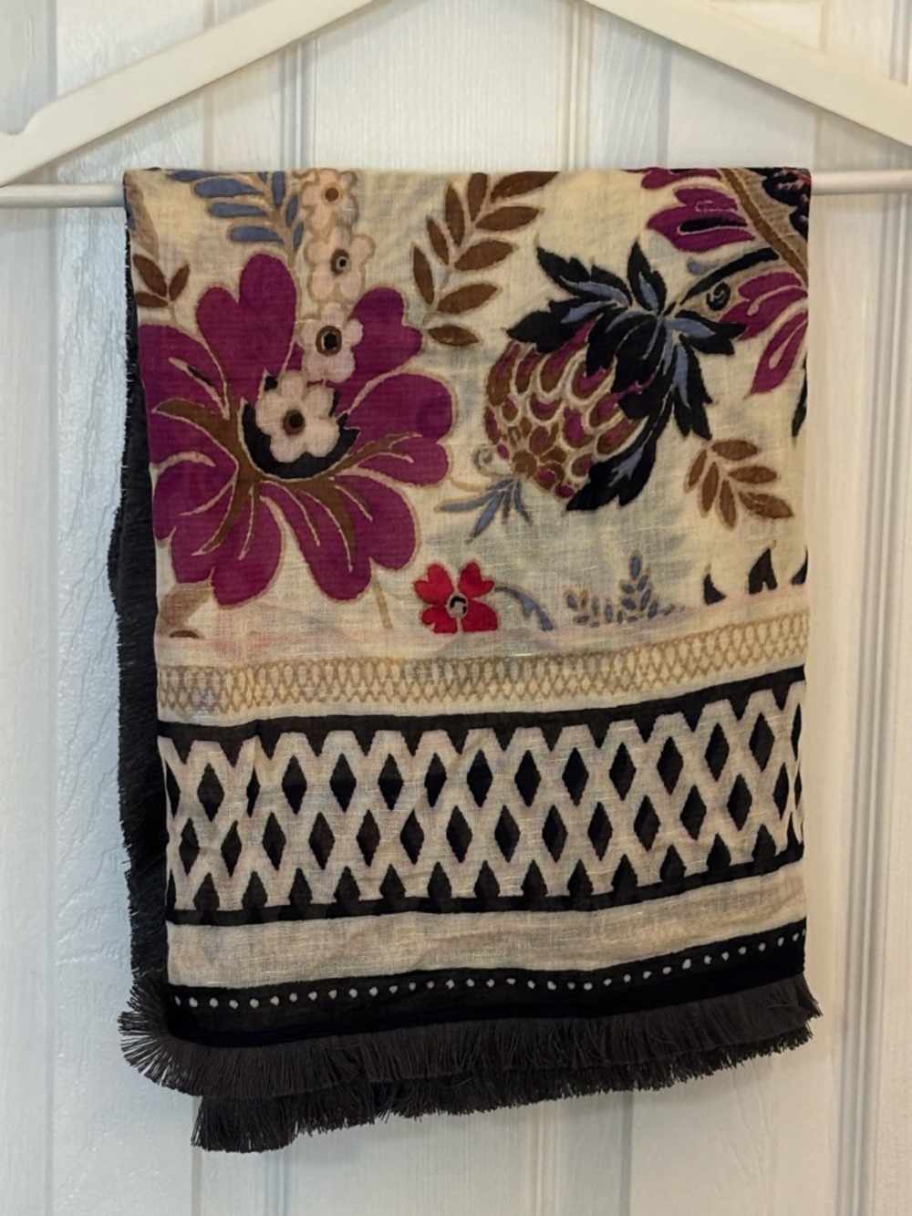 NWT Spartina 449 Barbee Floral Square Linen Blend Scarf